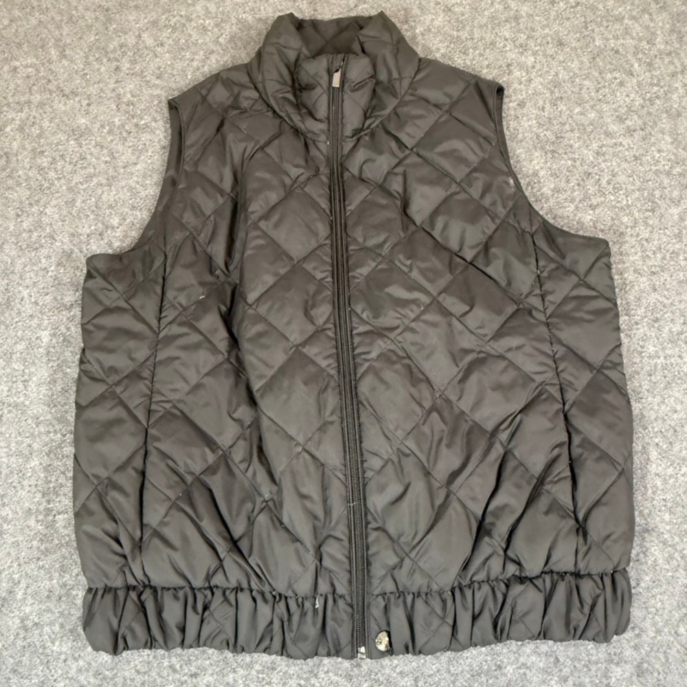 Polo Ralph Lauren Black Quilted Down Puffer Vest Mock Neck Women Large VTG Y2K